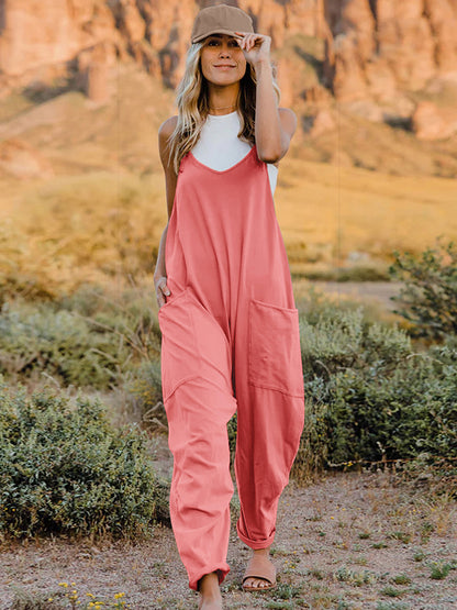 Double Take The Hot Shots Sleeveless V-Neck Pocketed Jumpsuit