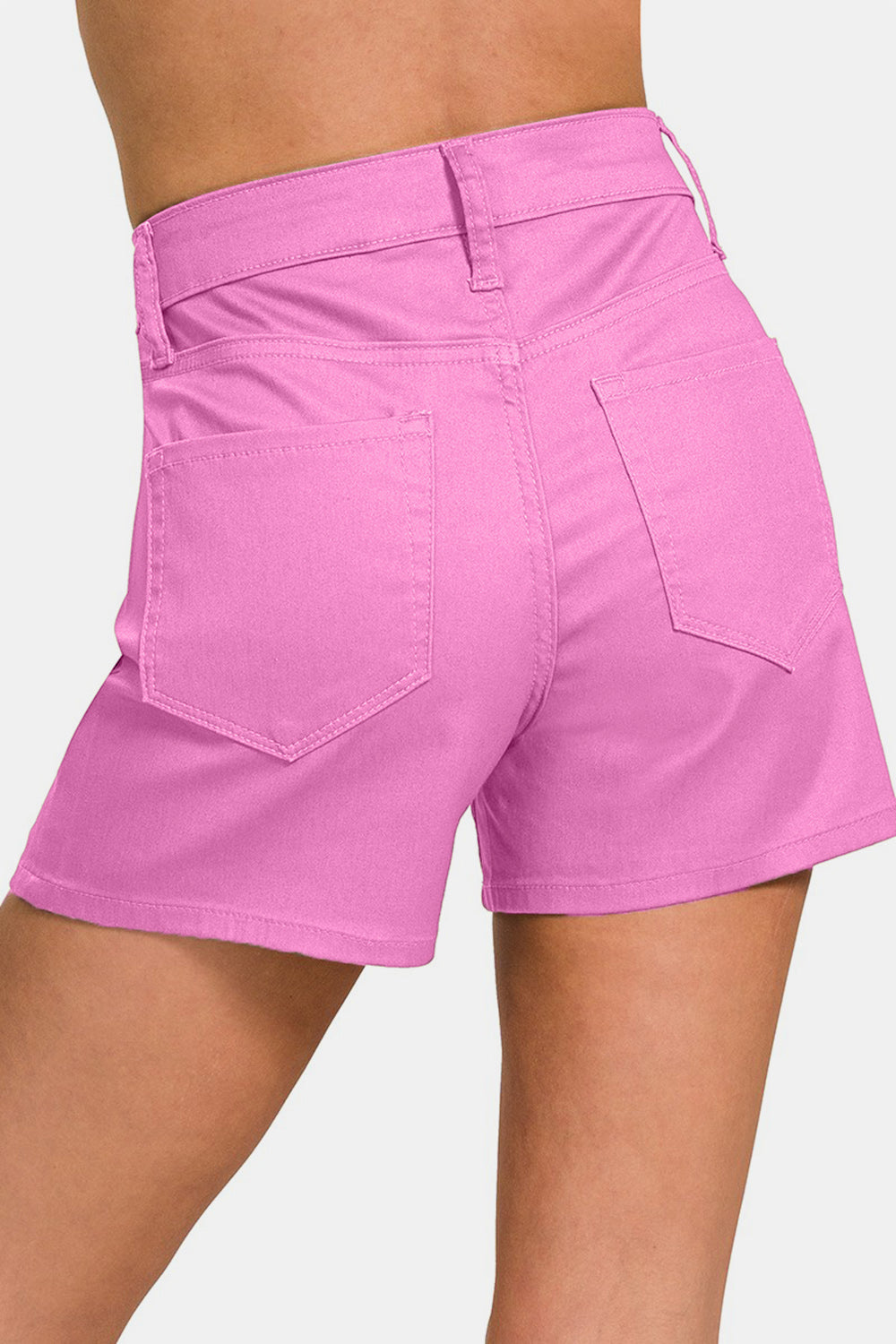 Zenana Lori High Waist Denim Shorts in Mauve