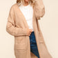 Haptics Autumn Days Stripe Textured Open Front Cardigan with Pockets
