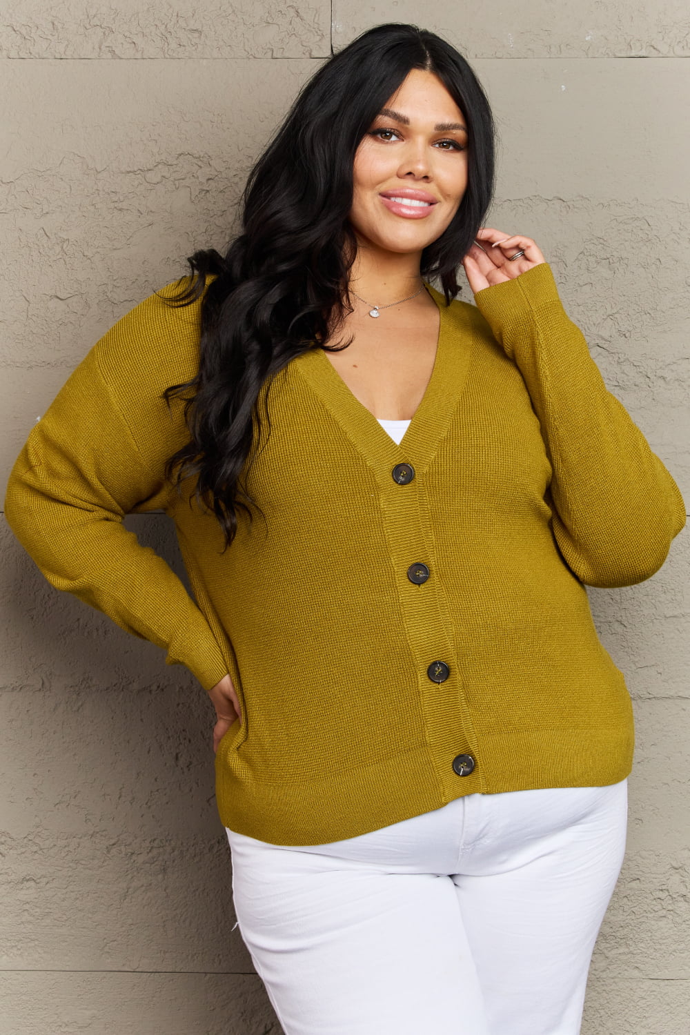 Zenana Kiss Me Tonight Button Down Cardigan in Chartreuse