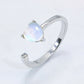 Filled With Love Inlaid Moonstone Heart Adjustable Open Ring
