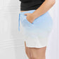 Zenana In The Zone Dip Dye High Waisted Shorts in Blue