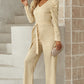 Wife Mom Boss Belted Long Puff Sleeve V-Neck Jumpsuit