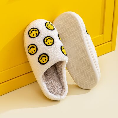 Melody A Perfect Day Smiley Face Cozy Slippers in Yellow Smile Mix