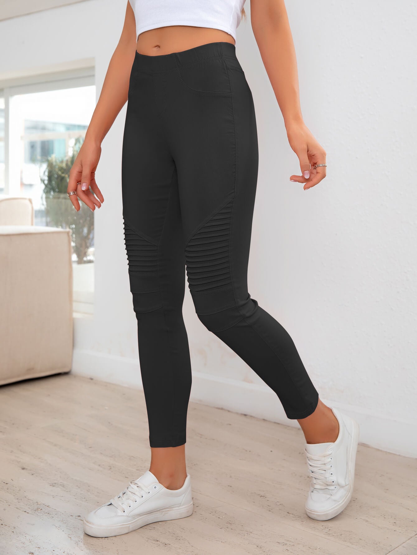 Rock Out Moto Ribbed Detail Leggings