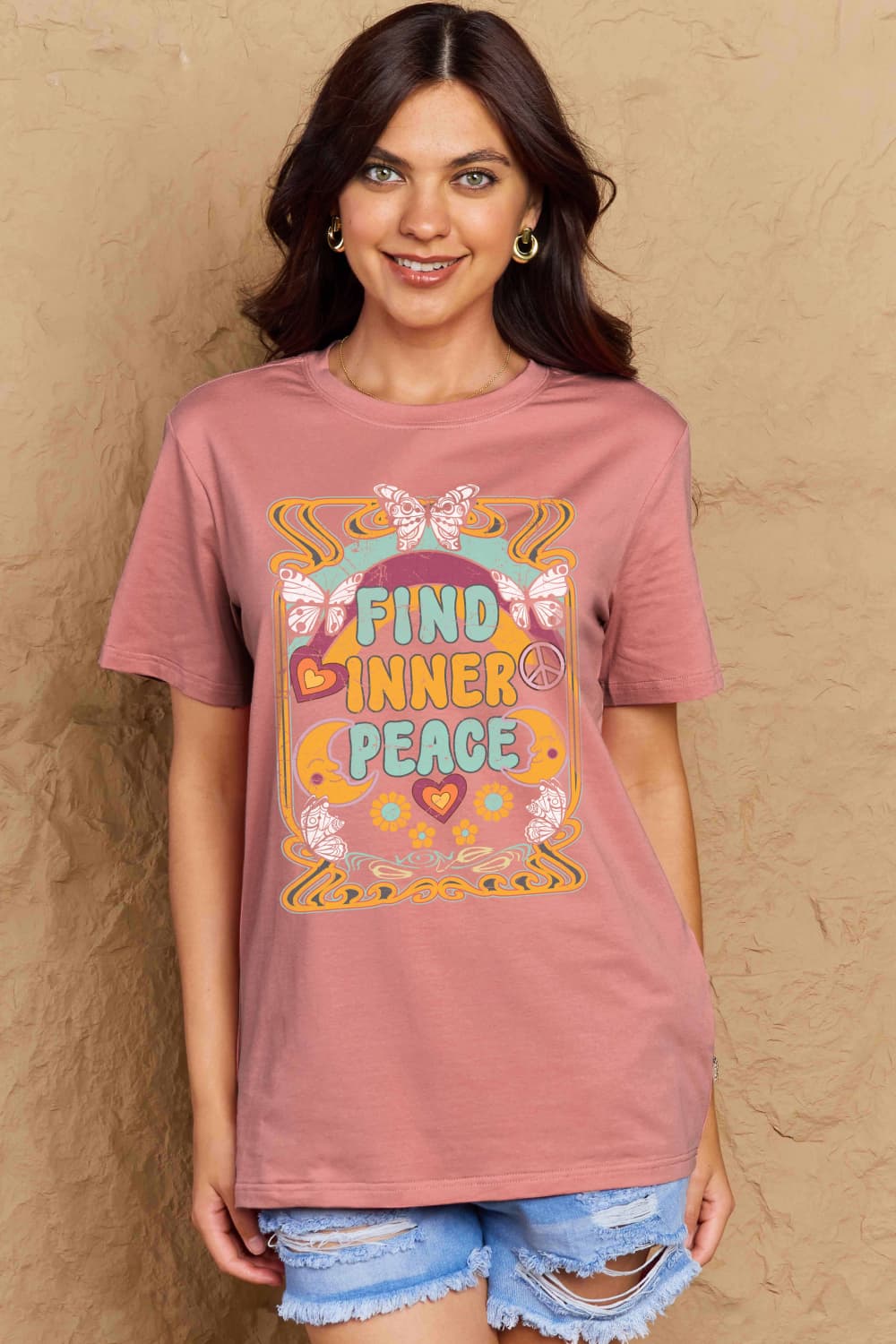 Simply Love FIND INNER PEACE Graphic Cotton T-Shirt