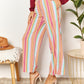 Double Take Keep Smiling Striped Smocked Waist Pants with Pockets