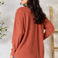 BOMBOM Love Is Brewing Drop Shoulder Long Sleeve Blouse with Pockets