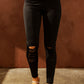 Rise And Rock Out Wide Waistband Distressed Slim Fit Leggings