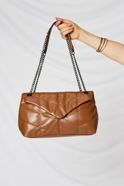 SHOMICO Break The Chains PU Leather Chain Handbag in Tan