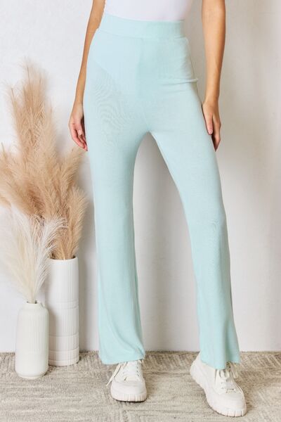 RISEN All Day Mint High Waist Ultra Soft Knit Flare Pants