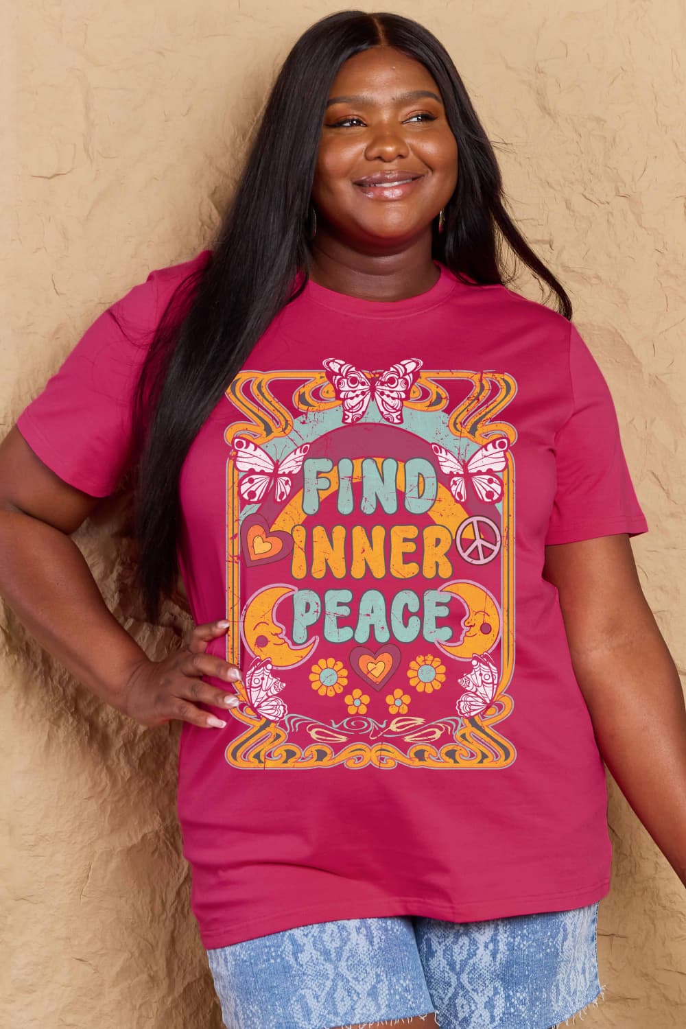Simply Love FIND INNER PEACE Graphic Cotton T-Shirt