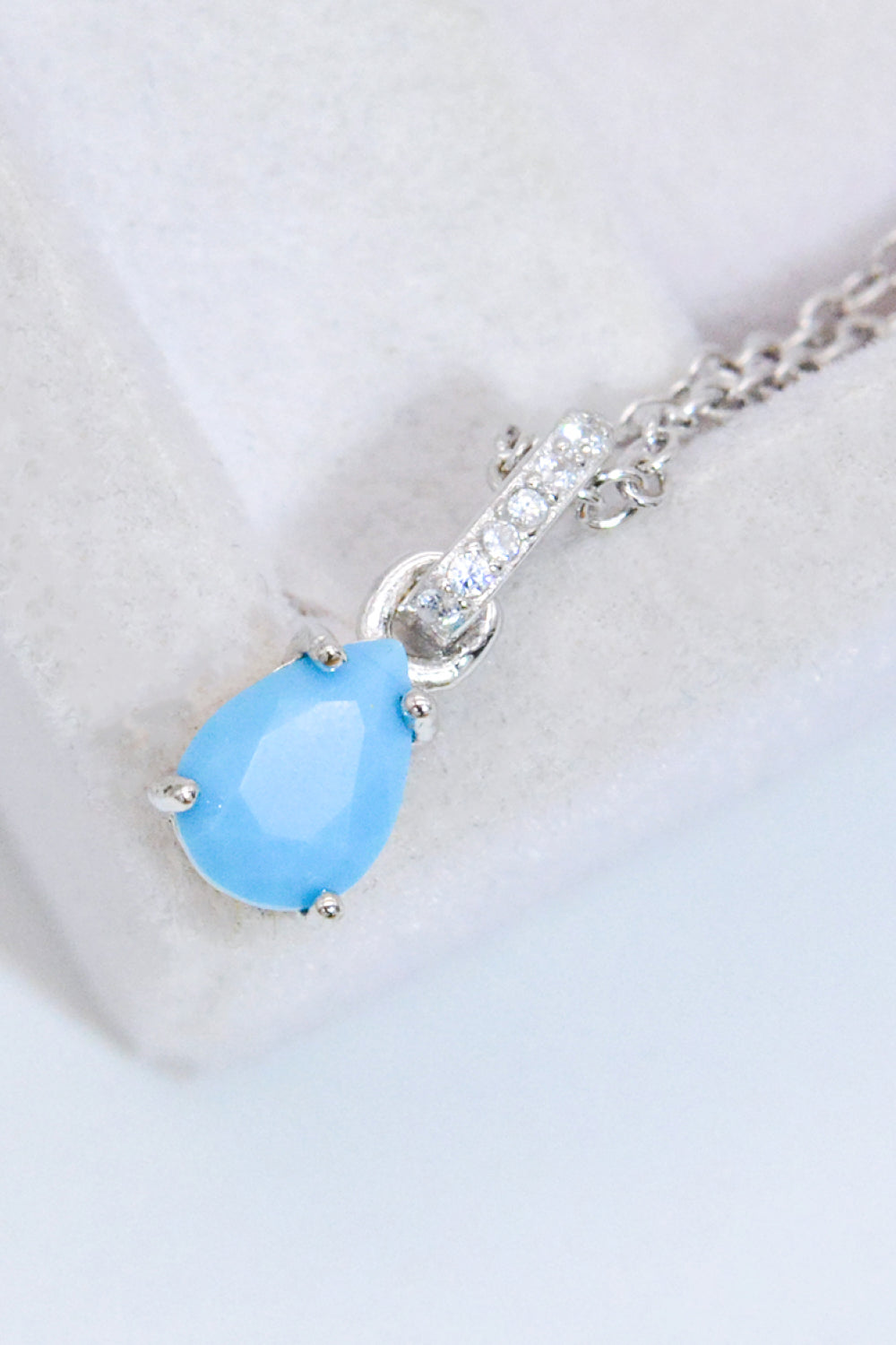 Turquoise 4-Prong Teardrop Pendant Necklace