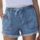 Don't Underestimate Me Pocketed Frayed Denim Shorts