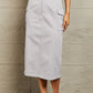 HYFVE Professional Poise Buckled Midi Skirt in Light Gray