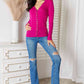 Zenana Magenta Memories V-Neck Long Sleeve Button-Down Cardigan in Magenta