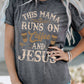 This Mama Runs on Coffee and Jesus Round Neck Graphic Tee