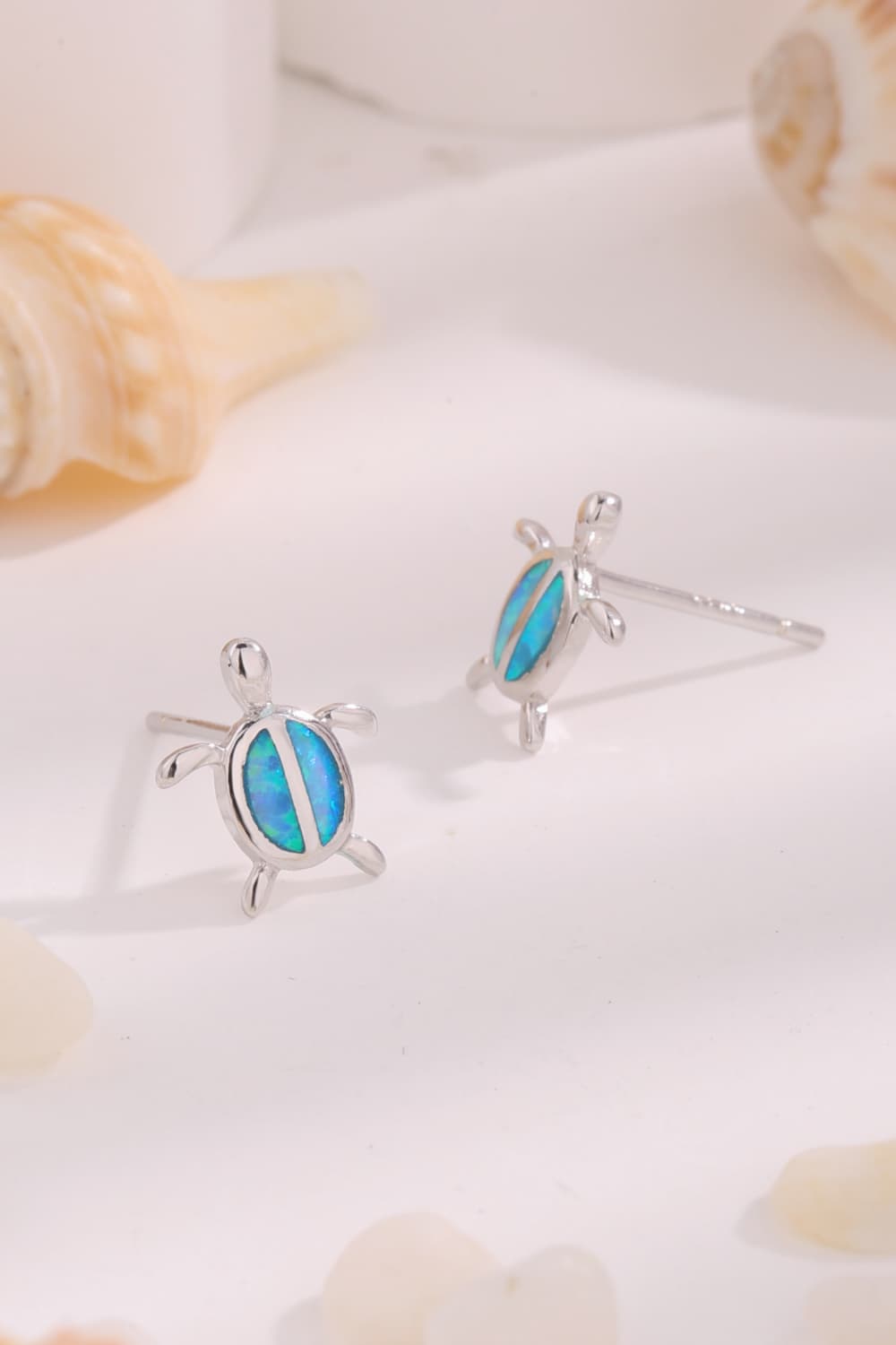 Behold The Turtle 925 Sterling Silver Opal Stud Earrings