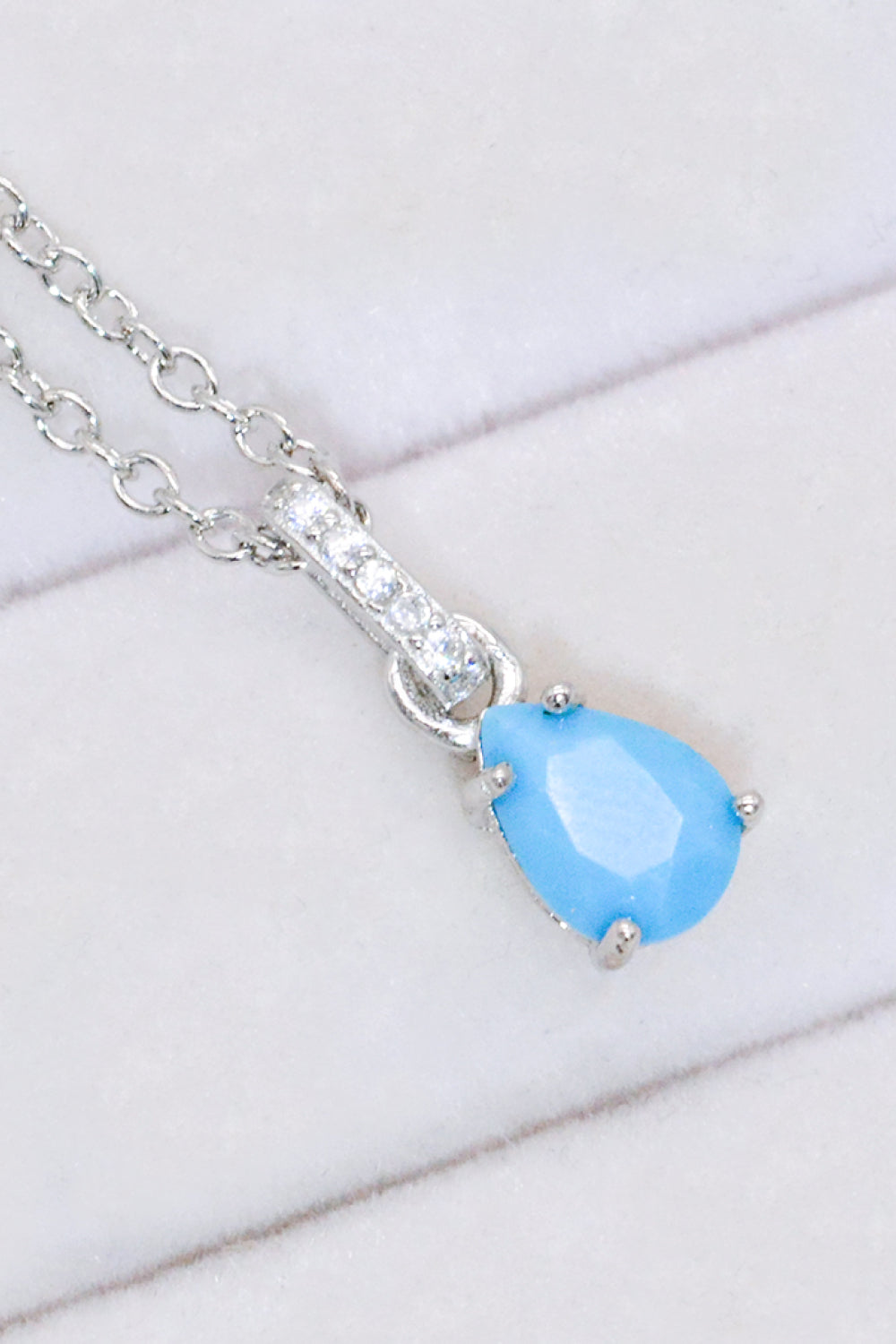 Turquoise 4-Prong Teardrop Pendant Necklace