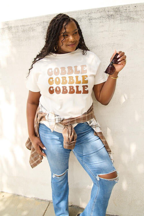 Simply Love GOBBLE GOBBLE GOBBLE Short Sleeve Graphic T-Shirt