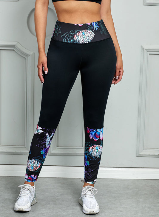 Feel Like Skin Wide Waistband Printed Active Leggings