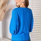 Zenana Fall Vibin' Batwing Sleeve Blouse in Cobalt Blue