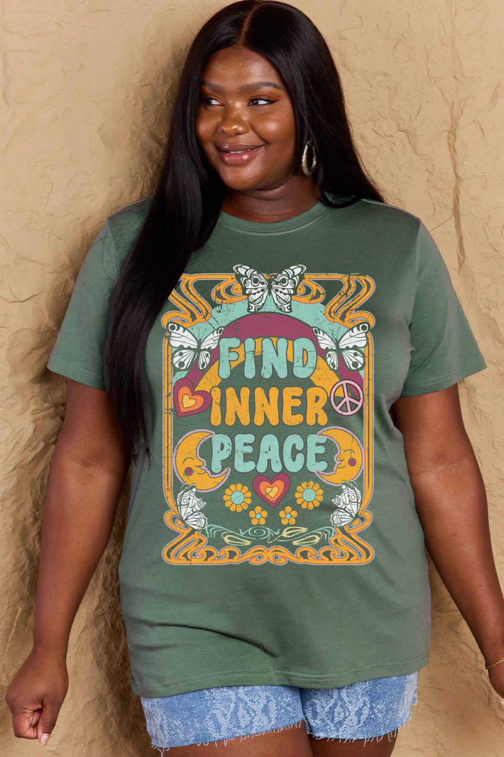 Simply Love FIND INNER PEACE Graphic Cotton T-Shirt