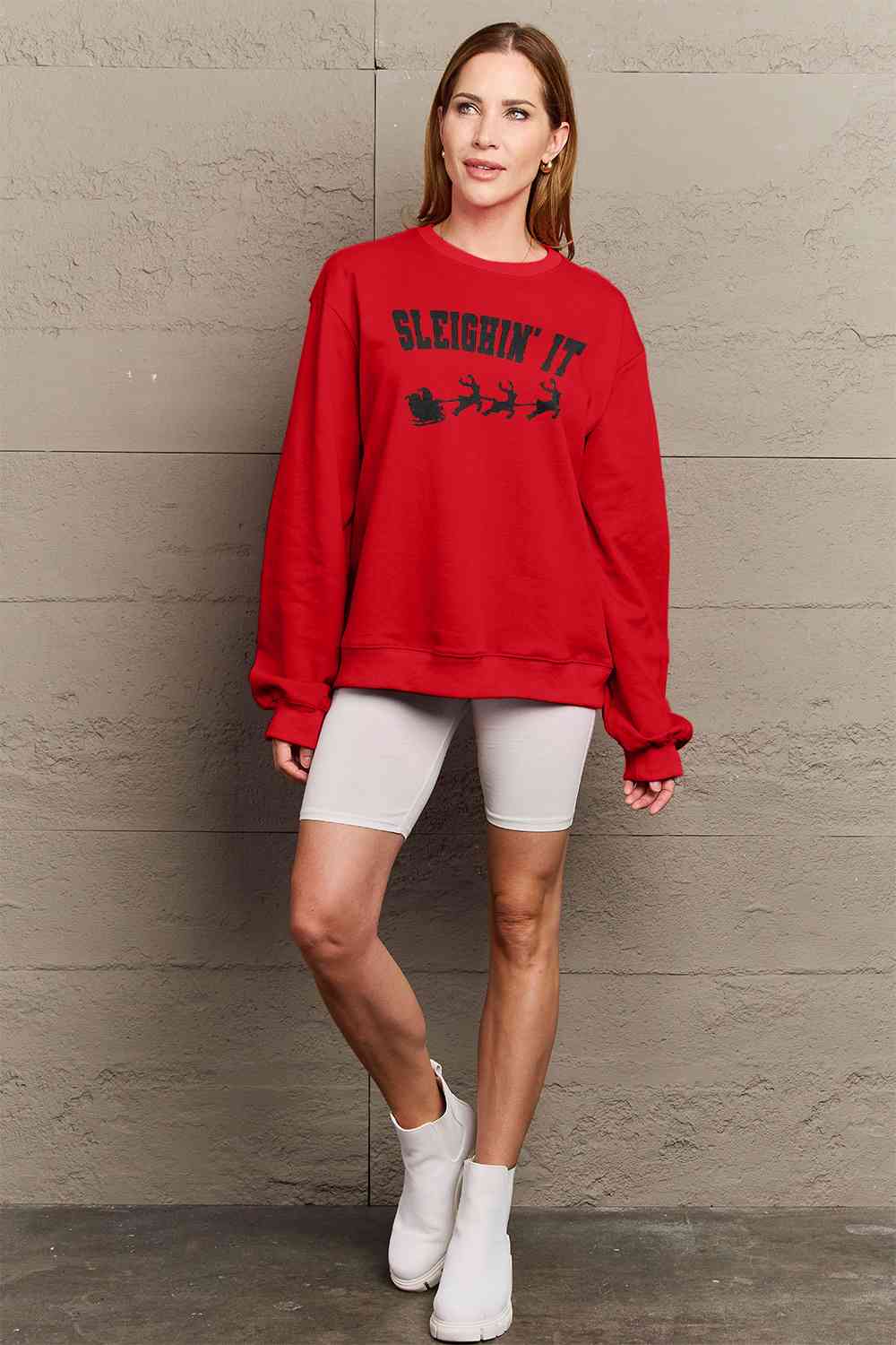 Simply Love SLEIGHIN' IT Graphic Sweatshirt
