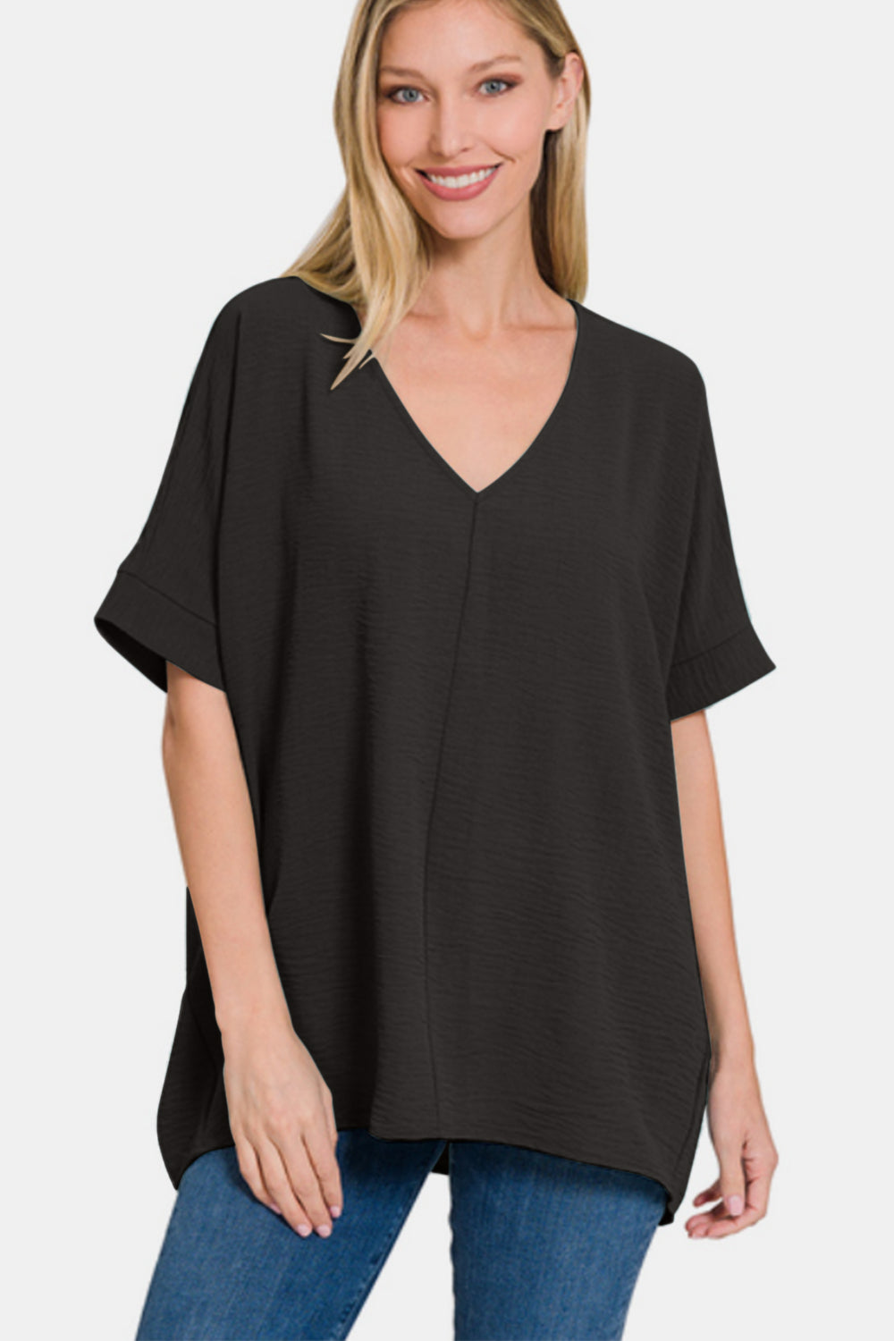 Zenana Instant Connection V-Neck Short Sleeve Top