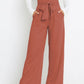 Office Chic Tie Front Wide Paperbag Waist Leg Pants