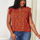 Double Take Wildflowers Flutter Sleeve Floral Notched Neck Blouse