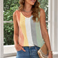 In Sync Multicolored Striped Waffle-Knit Sleeveless Tank
