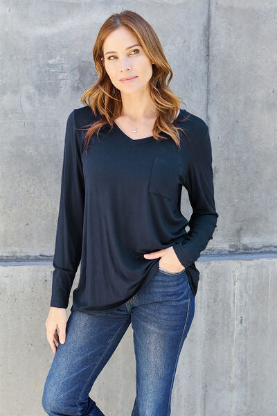 Basic Bae Take Me Anywhere V-Neck Long Sleeve Top