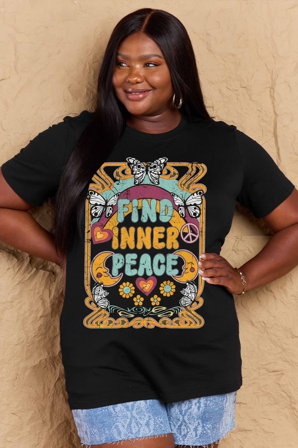 Simply Love FIND INNER PEACE Graphic Cotton T-Shirt