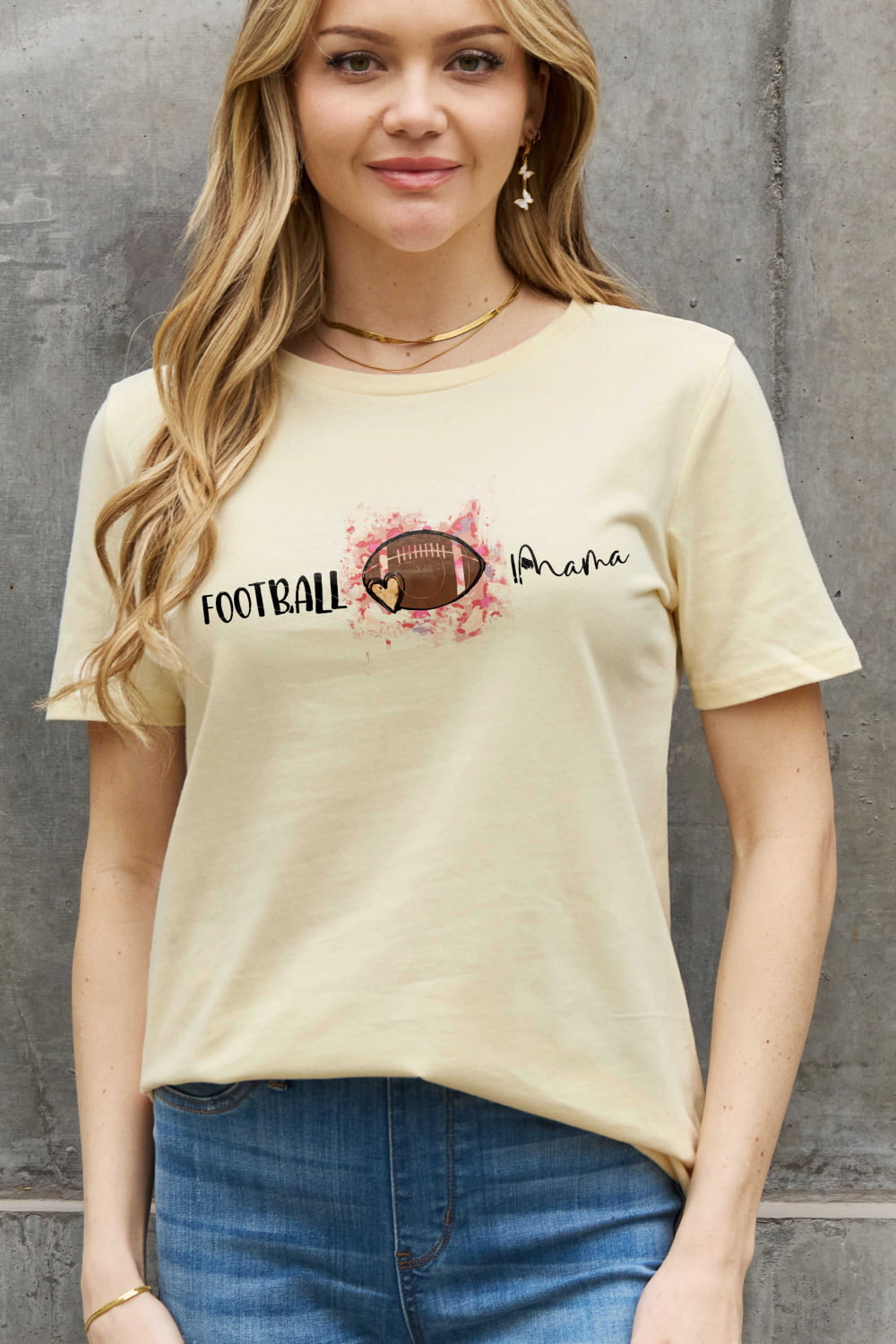 Simply Love FOOTBALL MAMA Graphic Cotton Tee