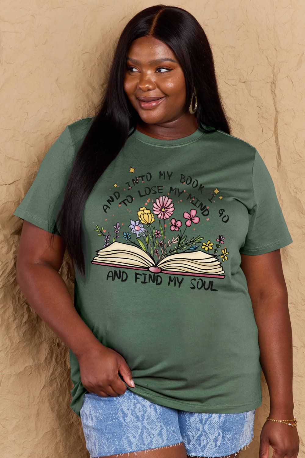 Simply Love Books, Flowers, Soul Graphic Cotton Tee