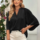 It's An Office Party Three-Quarter Flare Sleeve V-Neck Blouse