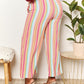 Double Take Keep Smiling Striped Smocked Waist Pants with Pockets