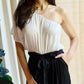 Dress Day Marvelous in Manhattan One-Shoulder Jumpsuit in White/Black