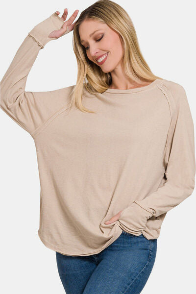 Zenana Marching To My Beat Thumbhole Long Sleeve Top