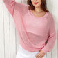 Double Take Blushing At The Shore Openwork Dropped Shoulder Knit Top