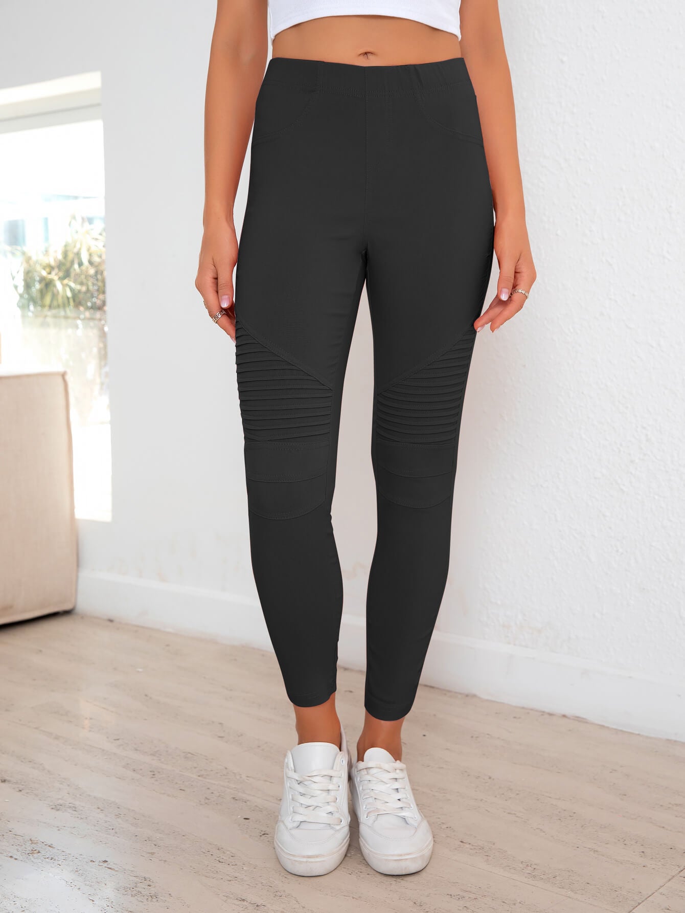 Rock Out Moto Ribbed Detail Leggings