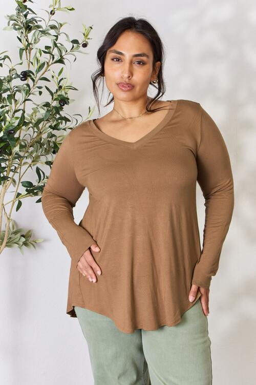 Zenana Glamour and Grace Long Sleeve V-Neck Top
