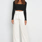 Office Chic Tie Front Wide Paperbag Waist Leg Pants