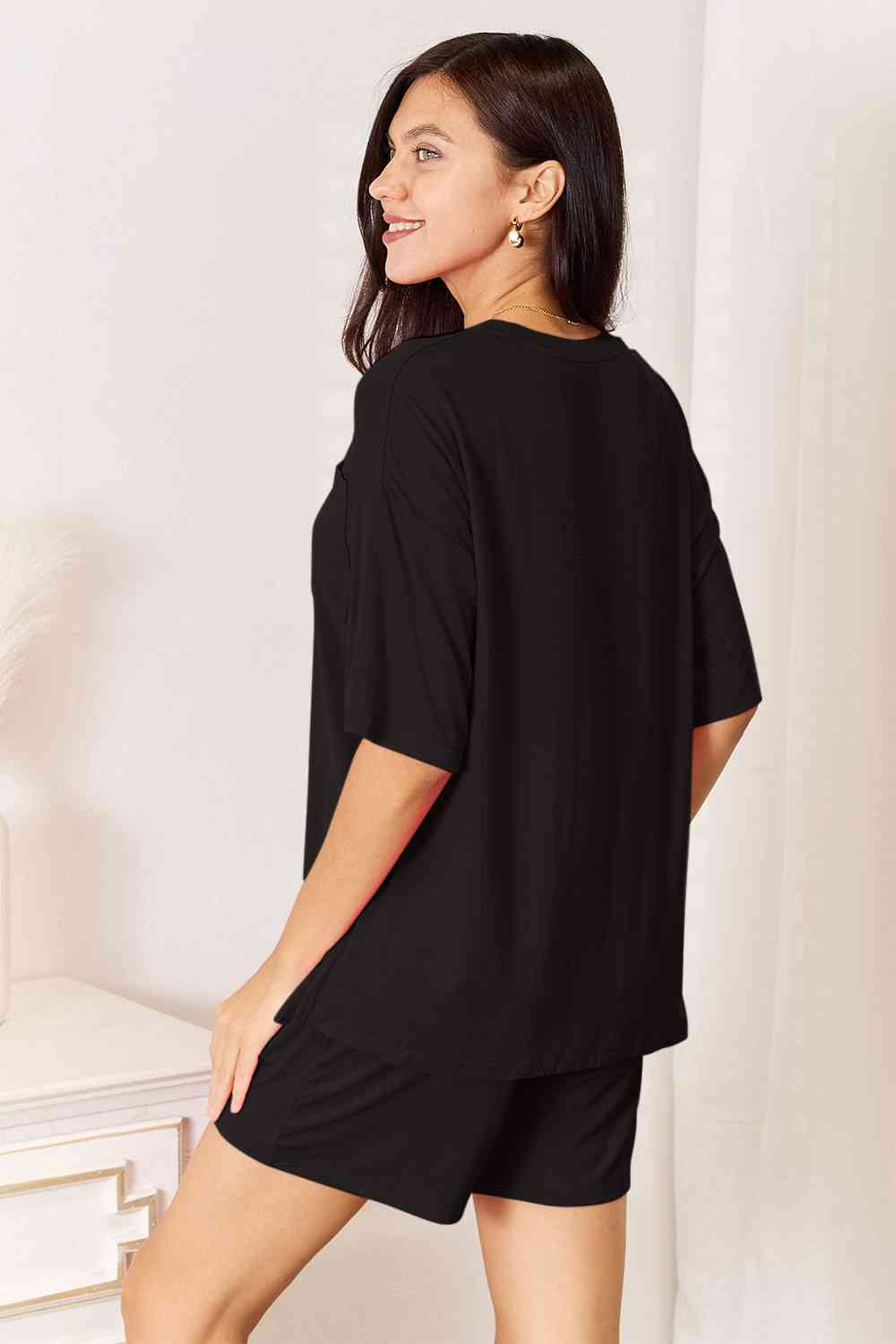 Basic Bae Happiness Is Brewed Soft Rayon Half Sleeve Top and Shorts Set