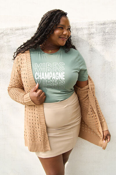 Simply Love CHAMPAGNE VIBES Short Sleeve Graphic T-Shirt