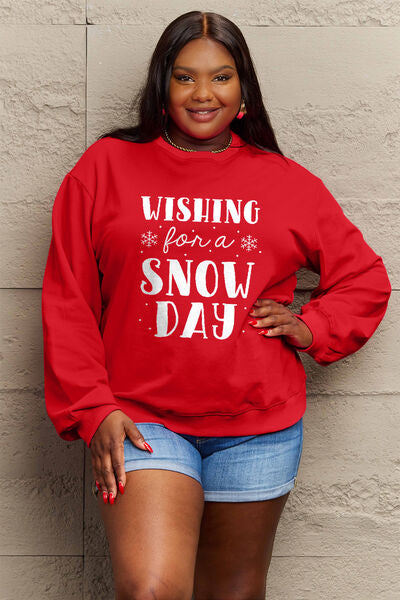 Simply Love WISHING FOR A SNOW DAY Graphic Sweatshirt