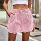 Essentially Yours Elastic Waist Raw Hem Denim Shorts