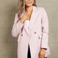 Double Take Boss Babe Double-Breasted Padded Shoulder Blazer with Pockets