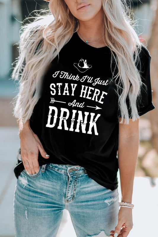 My Drinkin' Tee Graphic T-Shirt with Cuffed Sleeves